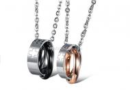Romantic couple titanium steel cross necklace