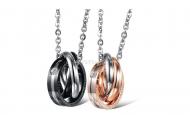 Tricyclic romantic couple titanium steel necklace