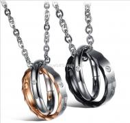 Wholesale beautiful gift titanium steel couple necklace diamond pendant