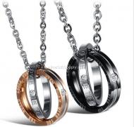 Wholesale beautiful gift diamond pendant titanium steel rings couple