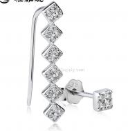 Customizable European and American fashion 925 sterling silver jewelry, diamond earrings / asymmetrical earrings