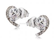Sterling Silver Stud Earrings / love cute earrings / romantic peach heart earrings