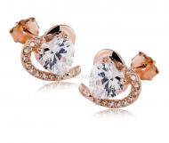 Sterling Silver Stud Earrings / love cute earrings / romantic peach heart earrings