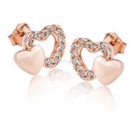 s925 silver stud earrings / fashion can love shaped crystal earrings