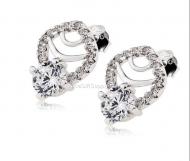 Silver earrings factory direct / four claw diamond earrings