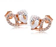 Sterling Silver Stud Earrings / lovely heart-shaped diamond fashion earrings
