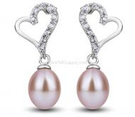 Silver love the sweet temperament wild small pearl earrings