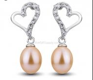 Exaggerated fashion temperament simple pearl earrings Charity / rhodium natural pearl earrings