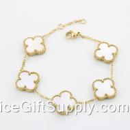 C&J Fashion Brand Four Leaf Link Bracelet Ladies Luxury Chain Adjustable Gold Clover Magnetic Stainless Steel Bracelet Women