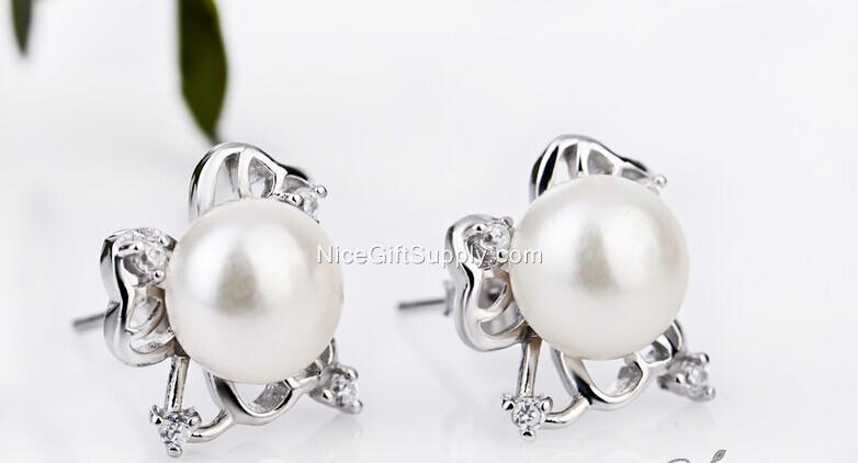 Lucky Clover pearl earrings 925 sterling silver pearl earrings