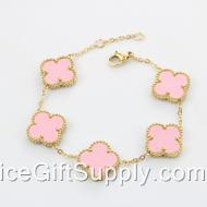 C&J Fashion Jewelry Brand Four Leaf Bracelet Ladies Luxury Chain Adjustable Gold Clover Stainless Steel Bracelet Women and Girl