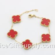 C&J High Quality Lucky Black White Clover Bracelet Gold Non Tarnish Waterproof Stainless Steel Four Leaf Clover Bracelet