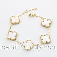 C&J Fashion Brand Four Leaf Link Bracelet Ladies Luxury Chain Adjustable Gold Clover Magnetic Stainless Steel Bracelet Women